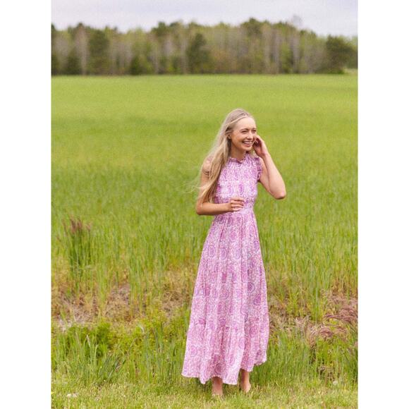 Oliphant Sleeveless Smocked Maxi in Malta Pink Sz S - Picture 2 of 7